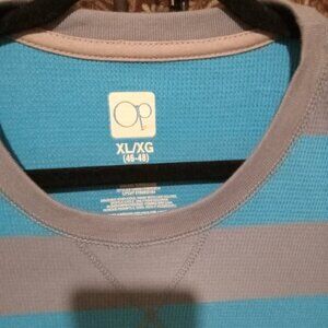 Ocean Pacific Op Winter Sweater Sweatshirt Long Sleeve Blue Gray Stripes Vintage